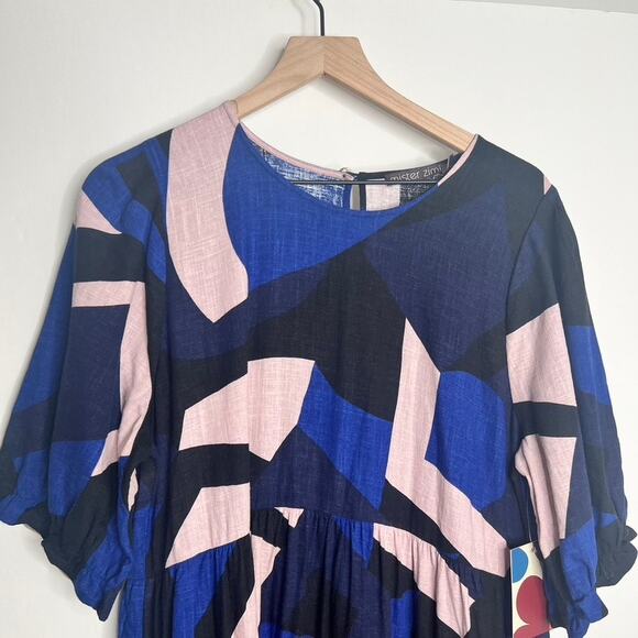 Mister Zimi Lottie Midi Dress in Agave  Geometric Womens Size 10 - Picture 6 of 16